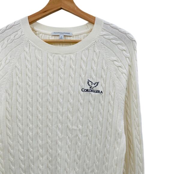 Fairway & Greene S Ivory Cable Knit Cordillera Sweater - Picture 1 of 5